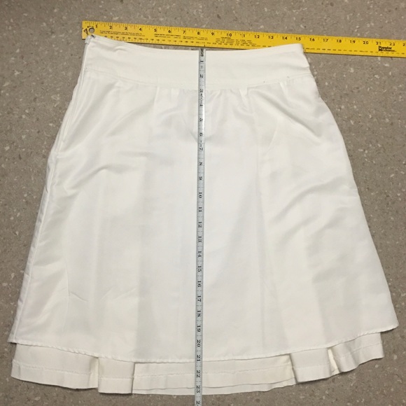 White Y2K Pleated lined Skirt George ME Mark Eisen Cotton blend 6 Side Zip EUC - Picture 6 of 13